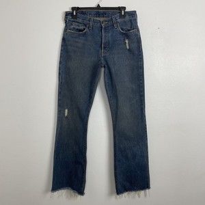 Abercrombie & Fitch Cutoff Raw Edge Distressed Denim Blue Jeans | Size 6